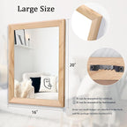 AAZZKANG Rustic Mirrors for Wall Rectangle Wood Frame Mirror Decorative for Farmhouse Bedroom Bathroom Living Room Large 20"x16"