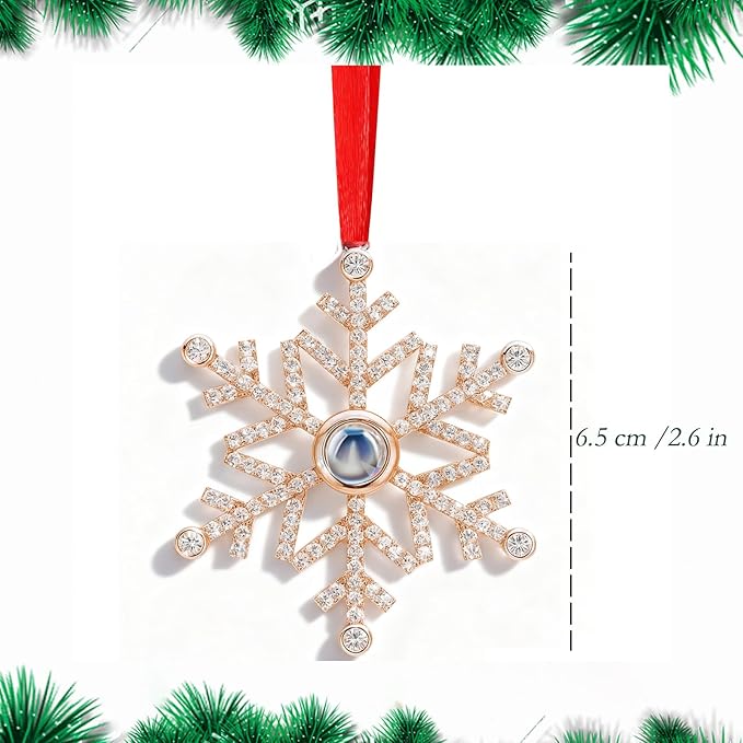 Set of 3 Christmas Hanging Ornaments - Silver Snowflake Star Pawprint Christmas Tree Decor for Xmas Tree Gift Decorative Hanging Ornaments Hanging Pendants (3, Rose Gold Snowflake)
