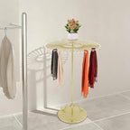 Scarf Display Stand, Commercial Hijab Organizer with 45 Rods, 360°Rotation Scarf Holder Display Rack Organizer for Boutique Retail Store, Apartment, Home Use (Gold, 31.5'')