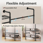 Timate L2 Wall Mounted Clothes Rack Industrial Pipe Clothing Rack for Hanging Clothes, Adjustable Expandable Garment Rack Heavy Duty Closet Organizer, Black Mounted Storage Industrial Closet System