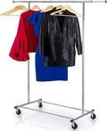 HOME IT Clothes Rack for Hanging Clothes - Heavy Duty Commercial Grade Chrome for Clothing, Garment Rack Adjustable, Collapsible, Expandable Clothing Rack, 200 LBS Capacity