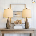 PoKat 23'' Farmhouse Table Lamps Set of 2, Brown Rustic Lamps for Living Room Bedroom Night Stands, Bedside Nightstands Living Room Table Lamps for End Side Table, Dark Wood Grain
