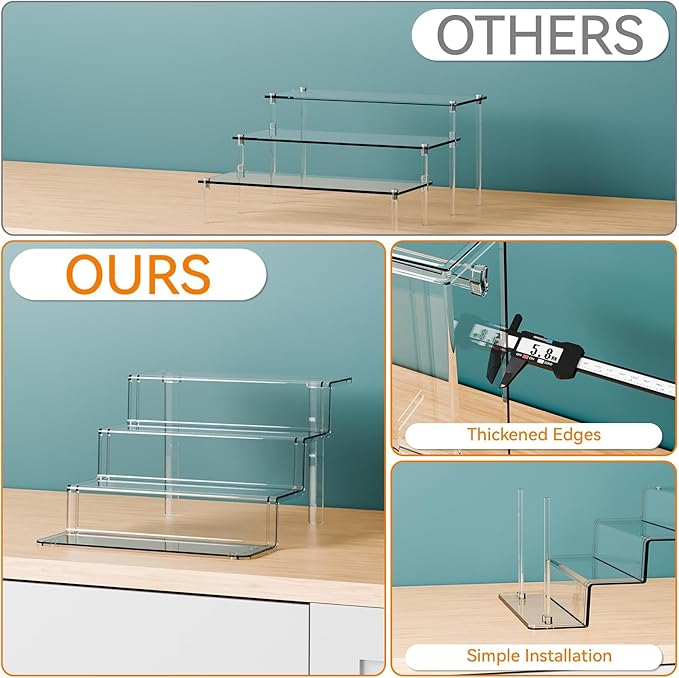 Yieach 4 Tier Clear Acrylic Display Risers,9 Inch Large Perfume Organizer,Colonge Stand and Cupcake Risers,Acrylic Tiered Display Stand for Figure,Funko Pop,Food,Candle,Fragrance Display,Cologne Shelf