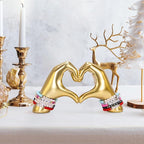 DOVDOV Heart Hand Sculpture, Gold Shelf Decoration Aesthetics for Room Bookshelf Coffee Table Dining Table Centerpiece, Birthday Gift and Memorial Gift for Women, Girlfriend Girls Mom.