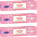 3 Packs Original Satya Sai Baba Nag Champa Incense Sticks Joss Insence - Insense 15g Box NagChampa Agarbatti (Fresh Rose)