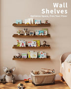 Shario Nursery Book Shelves, 4-Pack White Floating Shelves for Wall Kids, Scalloped Shelves, Wall Book Shelves for Bedroom Kids, Toddler Room, Baby Room, Nursery Decor