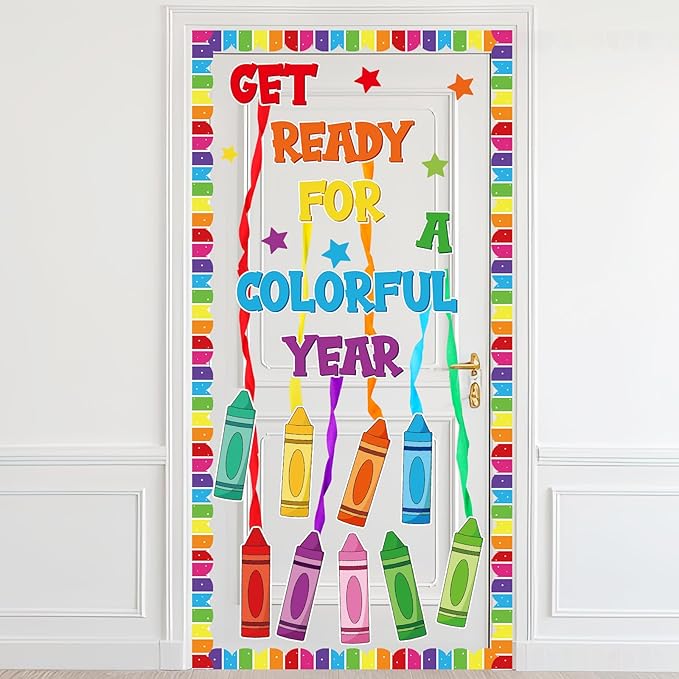 Epakh Bulletin Board Set DIY Decorations 3D Paper Cutouts for Summer Window Chalkboards Wall Door Decor(Colorful Crayon)