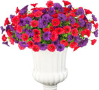 12 Bundles Morning Glory Artificial Flowers for Outdoor Decoration UV Resistant Fake Plastic Plants Artificial Greenery for Indoor Outdoor Garden Patio Window Box Home Decor