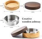 Wooden Ashtray with Stainless Steel Lid - Portable, Windproof, Decorative Ashtray for Home, Patio, Office, Outdoors, Indoor, Parties