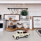 Cream Coffee Truck Decoration, Coffee Lover Truck Decor Themed Ornaments, Rustic Farmhouse Kitchen Tabletop CenterpieceTiered Tray Decor, Barista Gift