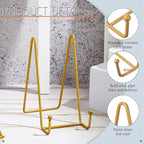 Mixweer 12 Pcs Book Stands for Display Metal Picture Frame Stand Book Plate Picture Holder Easels Photo Holder for Decorative Display(6 Inch,Gold)