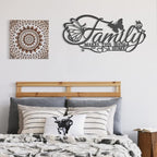 Family Metal Word Sign Wall Art Decor, Family Makes This House A Home Heart Butterflies Wall Hanging Sculpture, Silvery Iron Letters Quotes Home Decor for Living Room Kitchen (Black-B)