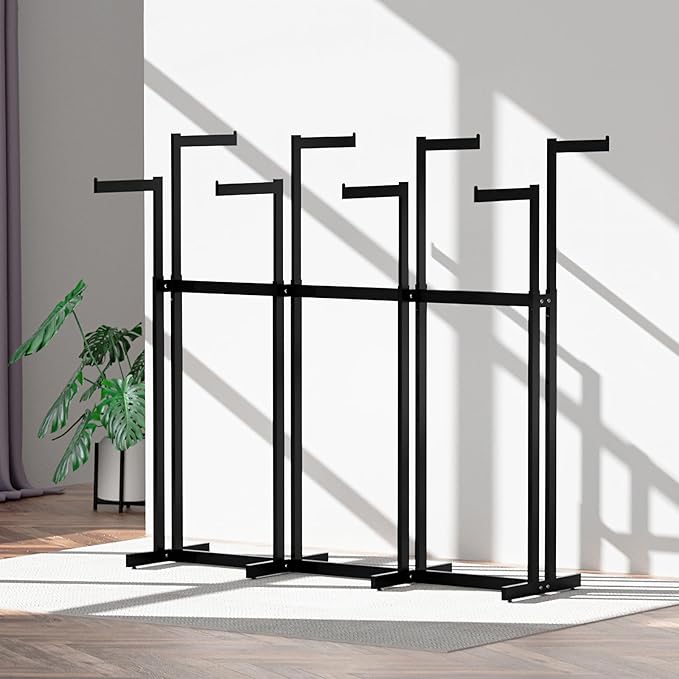 Retail Clothing Rack - for Hanging Clothes, Rolling Metal Garment Racks Heavy Duty, Black Commercial Clothing Display Rack, Clothes Organizer with Wheels (8 Arm,Black)