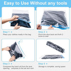 10 PCS Compression Bags for Travel Essentials, 3 Sizes Space Saver Bags, No Vacuum or Pump Needed, Roll Up Vacuum Packing for Clothing Storage, Cruise Accessories, Luggage & Home Organizers