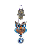Decorative Bird Mobile Wall Hanging, Colorful Swallow Design with Flowers, Traditional Tattoo Style Art (OWL_Hanging_D_1)