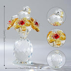 Crystal Bird & Forget-Me-Not Flower Figurine,3x4 inch Glass Flower Collectible Ornaments for Home Decor Table Centerpiece Glass Bouquet Flowers Keepsake Gifts for Women （Yellow）