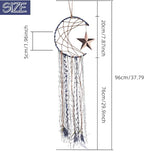Jetec 3 Pieces Blue Dream Catcher Star Moon Sun Handmade Feather Dreamcatcher Wall Decor for Bedroom Nursery Wall Hanging Home Spring Decoration Festival Gift