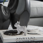 French Bulldog Statue,Resin Sparkly Frenchie Dog Sculpture Decor for Home Living Room Office Bedroom Shelf Desktop Decorations,French Bulldog Gifts for Men and Women,Silver