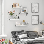 YGEOMER White Floating Shelves for Wall, Different Sizes Rustic Wall Shelves for Living Room, Bathroom, Bedroom, Kitchen, Home Decor (Set of 4)