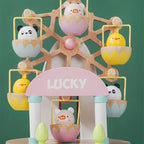 Natural Solid Wood Handcrafted Beech Wooden, Musical FigureTotoro/Carousel/Fairy/Ballerina Figurine,Rotating Hand Crank Mechanism Music Box,Musical Decorations (Colorful Skywheel)