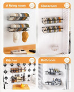Hat Rack for Wall, 2 Pack Large Hat Organizer with More Hooks, Holds 56 Caps, Metal Wall Mounted Hat Holder for Baseball Caps, Closet Bedroom Kitchen Bathroom, Black