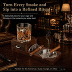 Cigar Ashtrays, Whiskey Glass Tray and Wooden Ash Tray Detachable Outdoor Ashtray for Cigarettes, Gift Set with Cigar Cutter, Great Decor for Home Office Gifts for Men