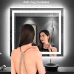 LOAAO 40"X36" LED Bathroom Mirror with Lights, Anti-Fog, Dimmable, Backlit + Front Lit, Lighted Bathroom Vanity Mirror for Wall, Memory Function, Tempered Glass, Shatter-Proof, ETL Listed