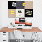 Square Felt Cork Bulletin Board Tiles, Self Adhesive DIY Felt Pin Board for Wall 30" x 20" with 35 Pushpins for Office School Home Wall Decor Stickers Memos Photos Display (Gradual Grey& Camel)