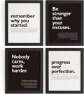 DSHFG Motivational Office Pictures Wall Decor Prints Set of 4, Black Motivational Wall Art Decor Retro Posters Prints for Office Home Decor, 8x10 Unframed
