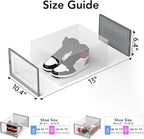 X-Large Shoe Storage Box, 15 Pack Clear Plastic Stackable Shoe Organizer for Closet, Interlocking Design Shoe Container Bins for Sneakers, Foldable Shoe Rack with Lids, Gray