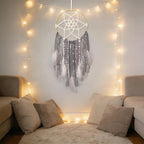 LOMOHOO Large Dream Catcher Handmade Feather Dreamcatcher, Traditional Dream Catchers with Woven Tassels Boho Wall Hanging for Girl Kids Bedroom Baby Room Home Decor Craft Ornament Gift (Grey)
