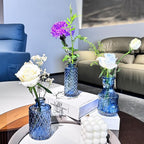 24PCS Mini Bud Vases As Wedding Centerpieces for Tables,Clear Bud Vases for Flowers,Small Flower Vases Suitable for Birthday Party,Anniversary,Wedding Reception,Baby Shower (Blue, 24PCS)