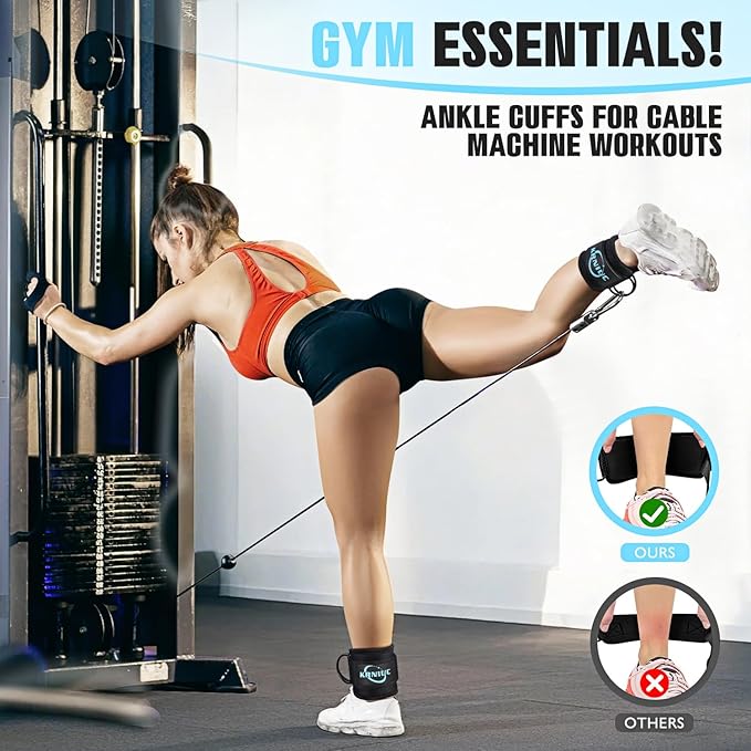 Ankle Resistance Bands with Cuffs, Resistance Bands for Working Out, Home Gym Workout Equipment for Women, Pilates Exercise, Hip, Leg, Glute Ankle Weights Training- Exercise Guides Included