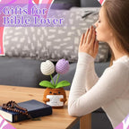Wavwavw 6 Pcs Christian Gift for Women Inspirational Religious Gifts Positive Faith Scripture Crochet Handmade Bible Verse Crochet Doll with Prayer Card for Vbs Church(Tulip)