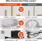 Nintiue Dimmable Gold Floor Lamp, 1000 LM LED Edison Bulb Included, Arc Floor Lamps for Living Room with Marble Base, Modern Standing Lamp Tall Lamps for Living Room Bedroom
