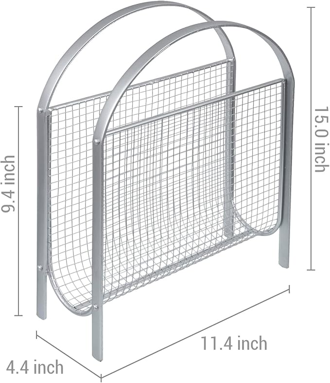 MyGift Magazine Rack, Floor Freestanding Magazine Holder for Bathroom Bedroom Office, Books Newspapers File Mail Organizer, Mid Century Modern Decor Wire Storage for Tablets and Documents