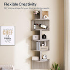 HOOBRO Corner Shelf Wall-Mounted, Set of 2 Floating Corner Shelves for Wall, 5-Tier Corner Bookshelves for Living Room, Bedroom, Bathroom, Home Office, Greige BG26BJP201