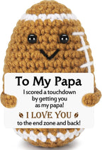 Belatelove Papa Gifts from Son Daughter Wife, Positive Handmade Crochet Dad Father's Day Birthday Gifts, Funny Cute Small Gift for Dads, I Love You Papa Gift Idea, Unique Football Doll for Bonus Dad