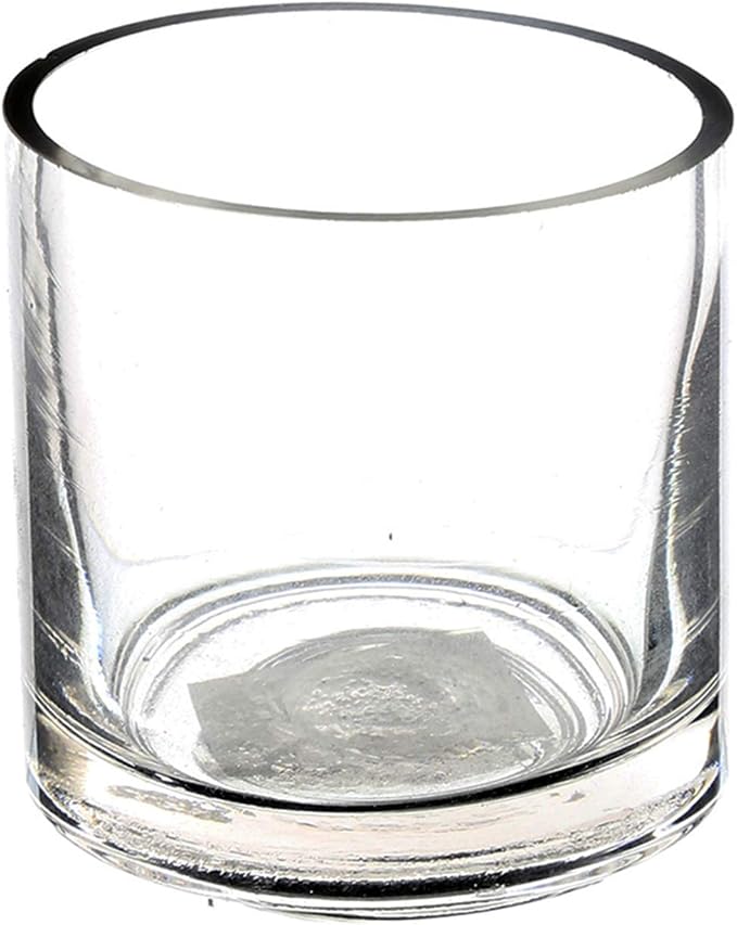 WGV Cylinder Vase, 3" W x 3" H, Clear Skinny Narrow Glass Candle Holder Bud Floral Container Planter Terrarium for Wedding Party Flowers Centerpieces Home Office Decor, 1 Piece