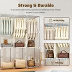 Portable Closet, Portable Closets for Hanging Clothes with 3 Hanging Rods and 6 Storage Shelves, Non-Woven Fabric Cover, Black Wardrobe Closet Easy to Assemble and Strong and Stable