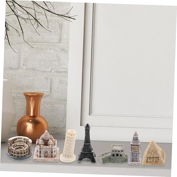 HANABASS 7pcs Miniature London Model Resin Architecture Model Kit Home Decorative Building Sculpture London Decor Architecture Brick