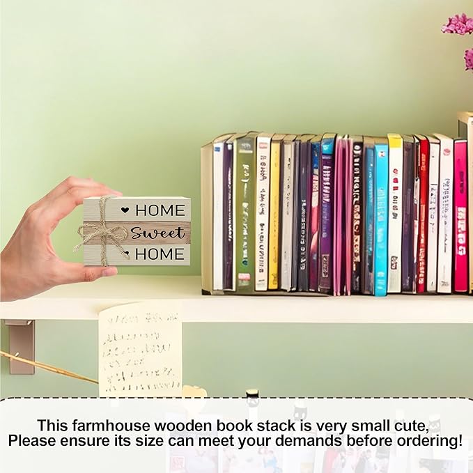 Mini Decorative Books For Home Decor, Small Wood Book Stack For Table Decor, Home Sweet Home decoration Books For Living Room Bookshelf, Farmhouse Stacked Books decoration（L54)