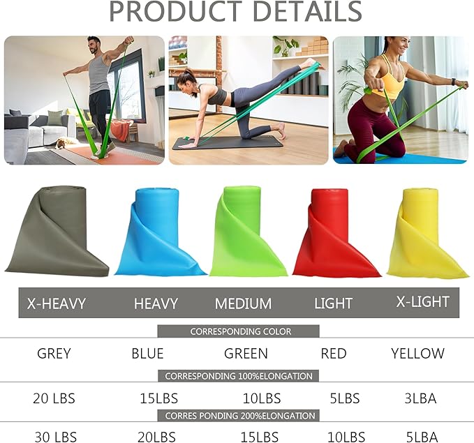 Resistance Bands Professional Bulk Rolls. Elastic Physical Therapy Band. Resistance Bands Elastic Exercise Bands for Recovery, Physical Therapy, Yoga, Pilates, Rehab,Fitness