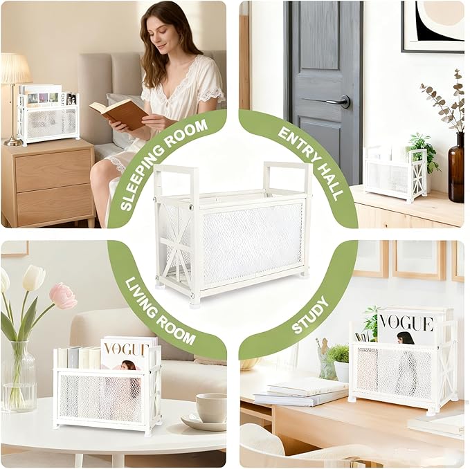 Magazine Holder Floor, White Magazine Rack, Metal Magazine Rack Floor, Mesh Magazine File Holder, Magazine Stand for Desk, Mesh Magazine File Holder, Magazine Newspaper Storage Basket