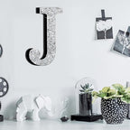 Qunclay 12'' Silver Crystal Diamond Bling Letters Crushed Diamond Decoration Wooden Glitter Letter with Screw and Hooks Rhinestone Gift for Wedding Y2k Mcbling Bedroom Wall Decor (Letter J)