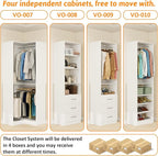 Closet System with 4 sets, 101.9" Closet Organizer Systems with 6 Drawers & 8 Hanging Rods & Adjustable Shelves, Walk in Closet Standing Closet System, Corner Closet System Set, White