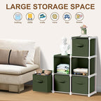 6 Cube Storage Organizer with Shelf Back to School Boxes 11 Inch Toy Storage Bins Closet Organizers Drawers Fabric Dresser for Playroom Books Bedroom Dorm Kitchen (Dark Green)