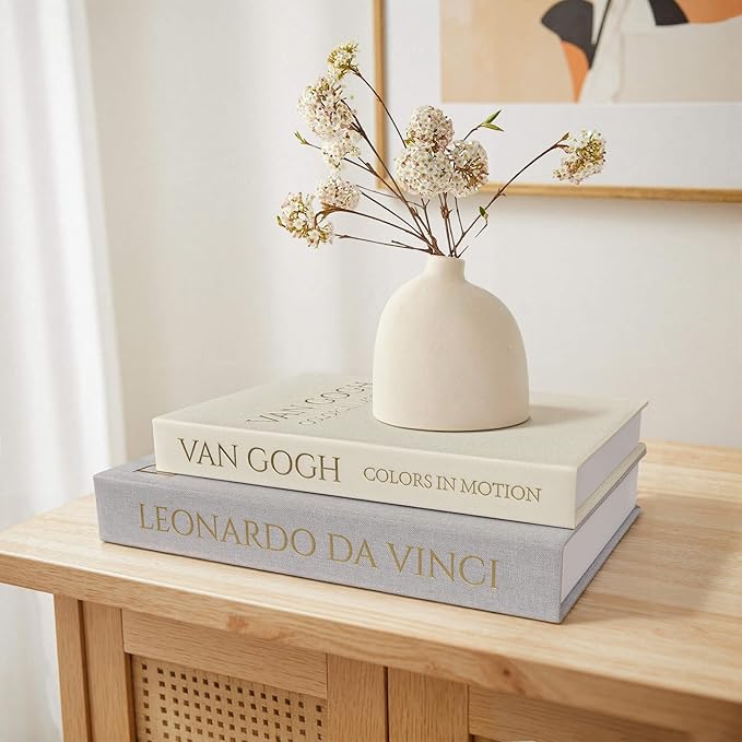 MAOBUYOU Decorative Linen Book Set of 2, Faux Book Storage Box, Coffee Table and Bookshelf Decor