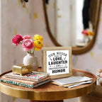 Funny Home Sign, Wood Box Sign, Our House Runs On Love Laughter And Inappropriate Humor, Inspirational Wood Box Desktop Decoration, Funny Farmhouse Home Office Living Room Deocration