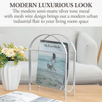 MyGift Magazine Rack, Floor Freestanding Magazine Holder for Bathroom Bedroom Office, Books Newspapers File Mail Organizer, Mid Century Modern Decor Wire Storage for Tablets and Documents